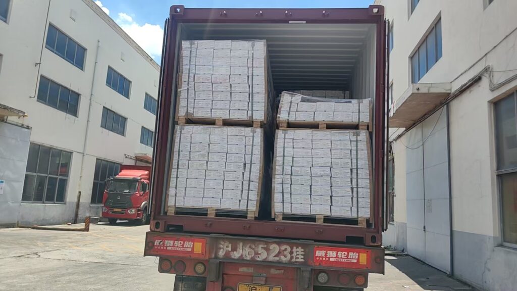 Loading parquet and engineered wood flooring into shipping container for export from China, Remettfloor custom wood flooring
